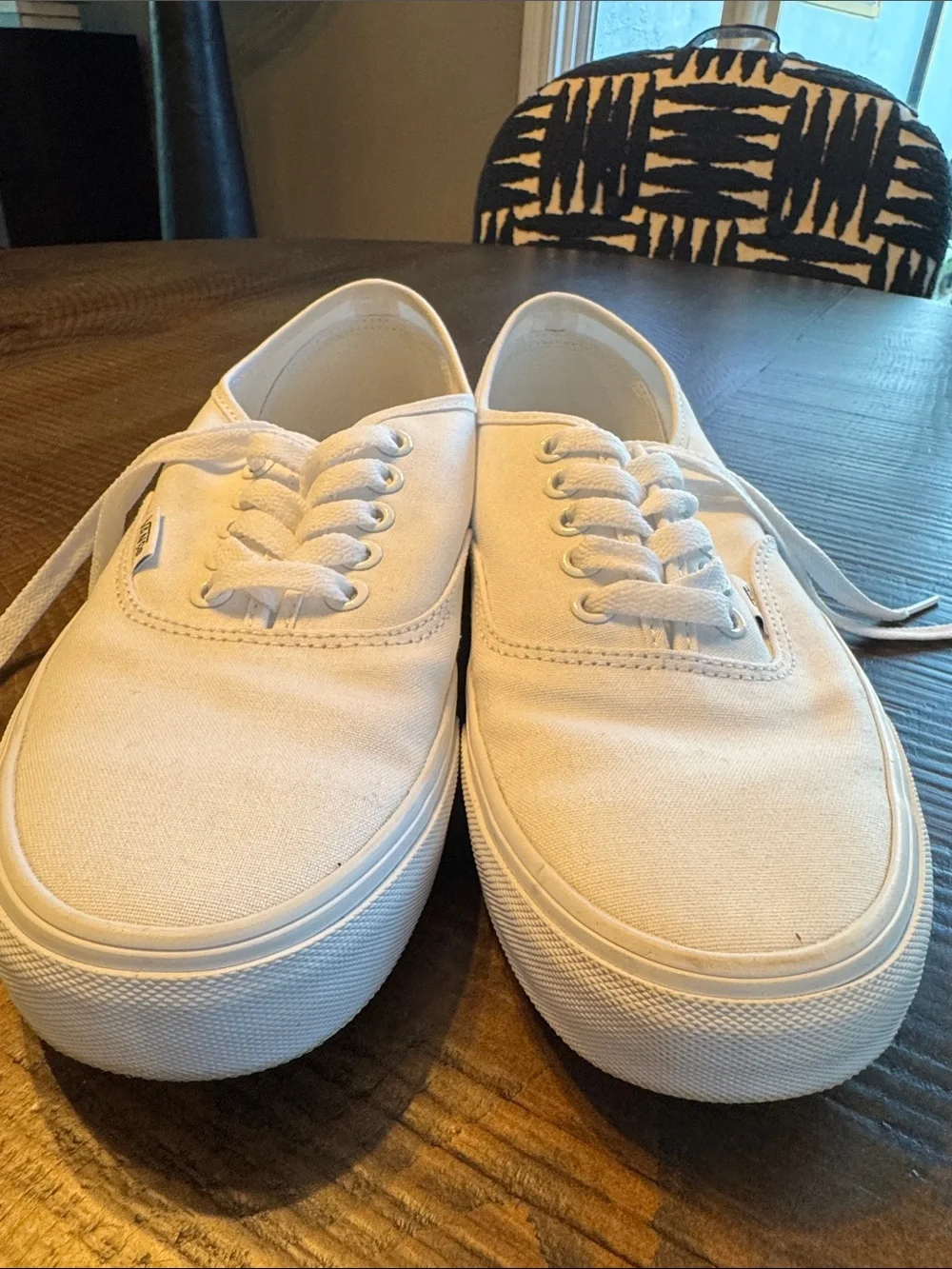 Vans White Canvas Low-Top Sneakers - Classic Lace-Up